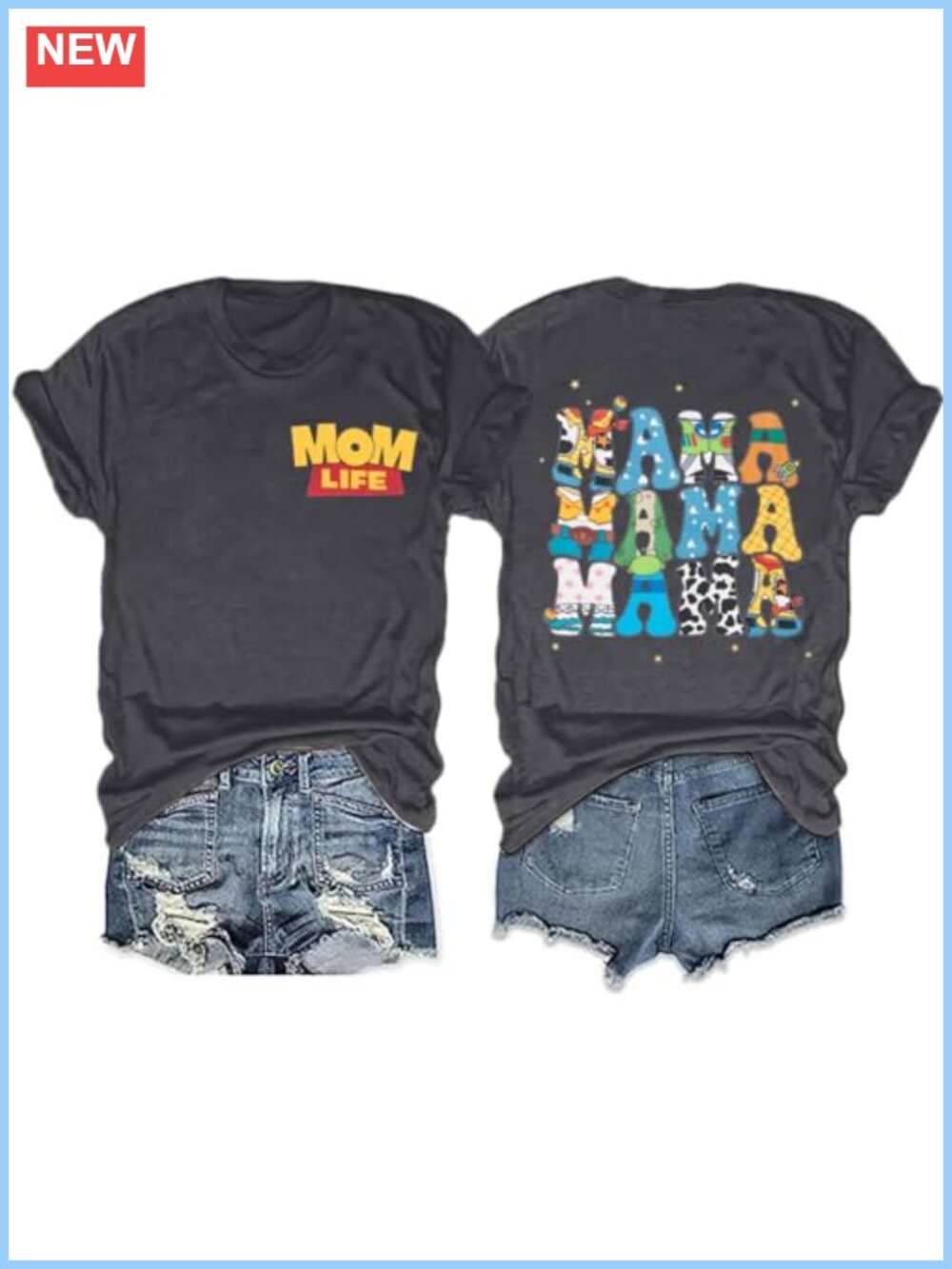 Mama Shirt Women Mom Life Graphic Tee Mothers Day Cotton Blend